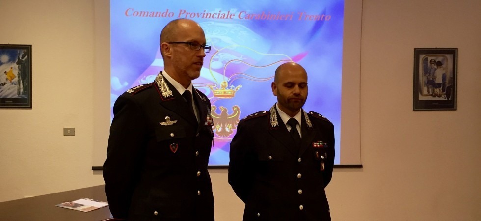A sinistra il nuovo comandante Provinciale di Carabinieri Tenente Colonnello Volpi, a destra il Tenente Colonnello Cuccurullo